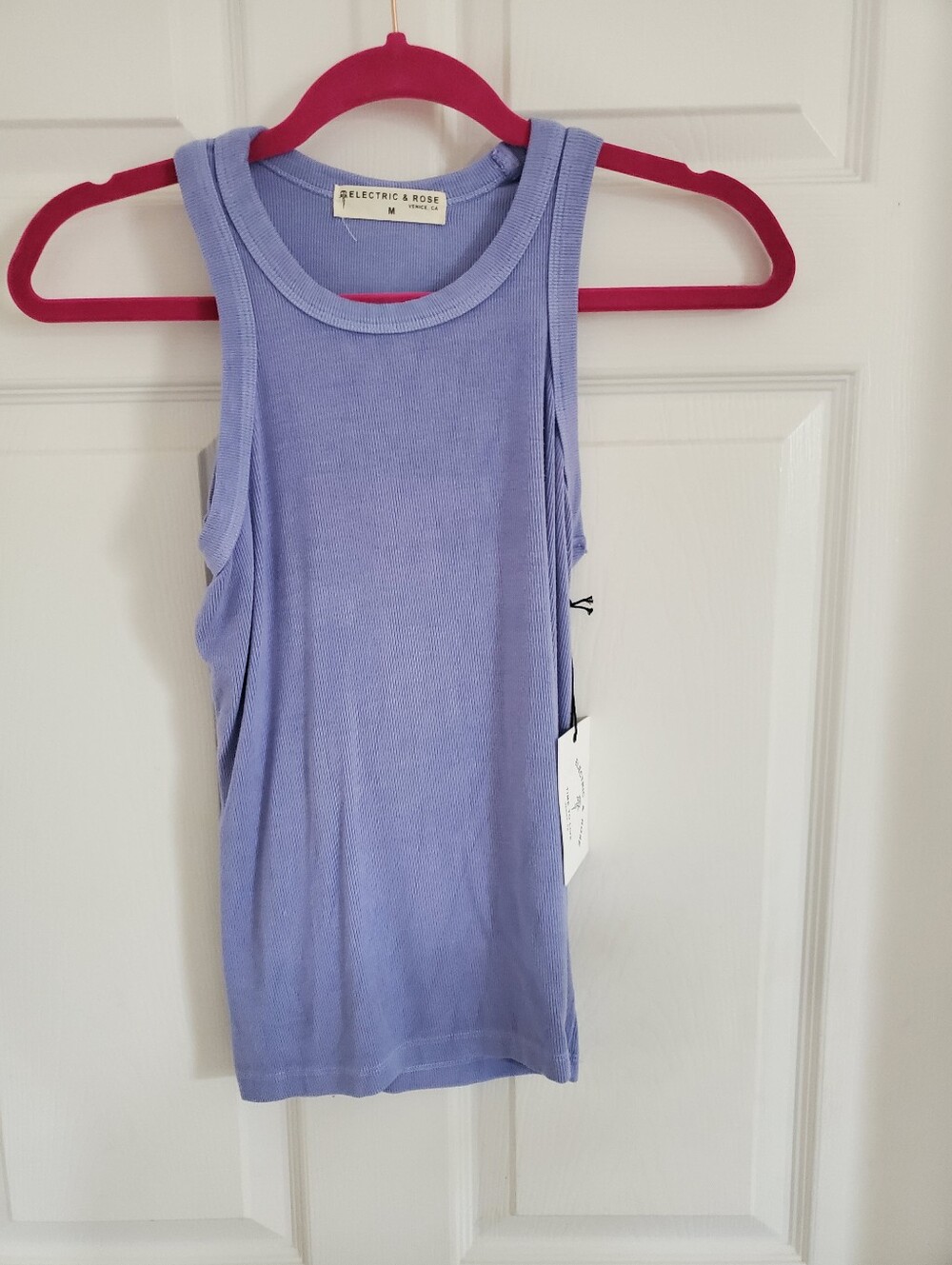Electric & Rose Blue/Lilac Ribbed Tank Top - Sleeveless Women’s Top. Medium